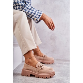 FB2 Dámské kalhoty s ozdobou Beige Leeza H8-257 béžový 2