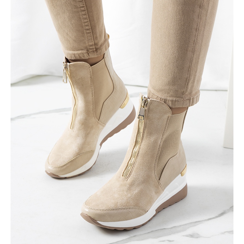 BM Béžové tenisky na klínku Triiaca béžový 1