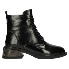 Patentově zateplené kozačky s ozdobnými zateplenými podpatky Filippo W PAW384 černá 1