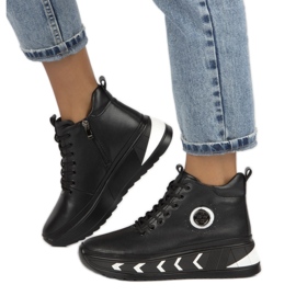 Kožené zateplené boty na klínku Filippo W PAW381 černá 1 Kožené zateplené boty na klínku Filippo W PAW381 černá 1