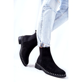 PG1 Semišové kozačky Chelsea Boots with Pearls Black Jilanna 8335 BLK černý 2