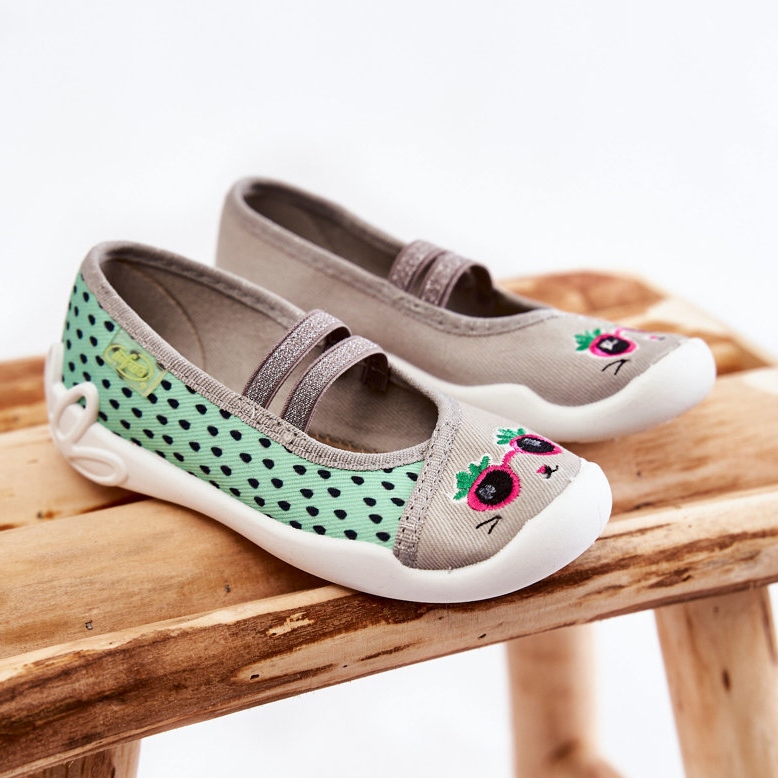 BEFADO S.A. Pantofle Ballerina Befado Kitten 116X304 Zeleno-šedá zelená 1