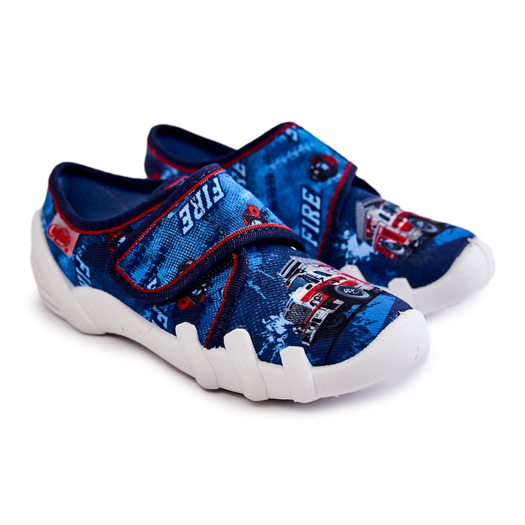 BEFADO S.A. Pantofle Befado Velcro Firetruck 273X309 Navy Blue námořnická modrá 1