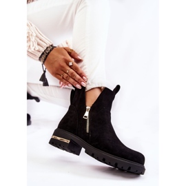 PG1 Černé semišové kozačky Klarissa s výřezy černá 1