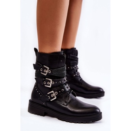 PG1 Dámské teplé boty s proužky Obyčejná černá Lambert 2