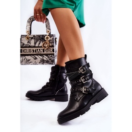 PG1 Dámské teplé boty s proužky Obyčejná černá Lambert černý 1