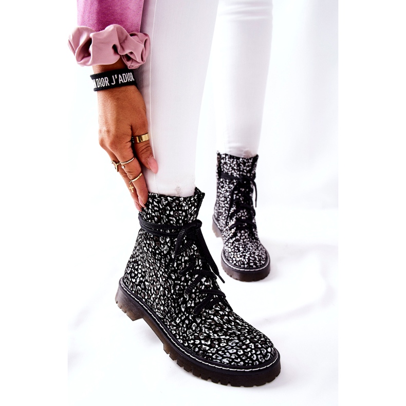 Dámské kozačky Glany Workers Maciejka černo-bílé 01609-48 bílý černá 3 Dámské kozačky Glany Workers Maciejka černo-bílé 01609-48 bílý černá 3