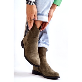 S.Barski Dámské semišové kozačky na plochém podpatku Zelená Fiorenz HY66-66 3 S.Barski Dámské semišové kozačky na plochém podpatku Zelená Fiorenz HY66-66 3