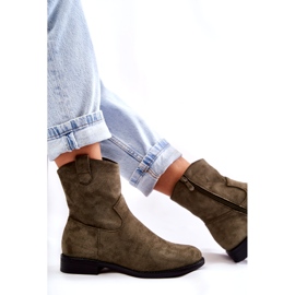 S.Barski Dámské semišové kozačky na plochém podpatku Zelená Fiorenz HY66-66 2 S.Barski Dámské semišové kozačky na plochém podpatku Zelená Fiorenz HY66-66 2
