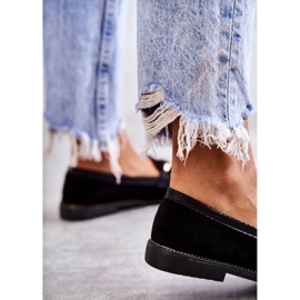 FB2 Dámské semišové mokasíny s řetízkem černé nehty černá 2