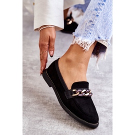 FB2 Dámské semišové mokasíny s řetízkem černé nehty černá 4
