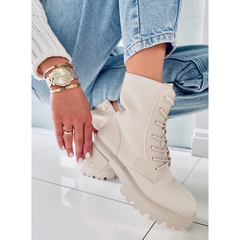 BM Šněrovací kozačky Tamar Beige béžový 2 BM Šněrovací kozačky Tamar Beige béžový 2