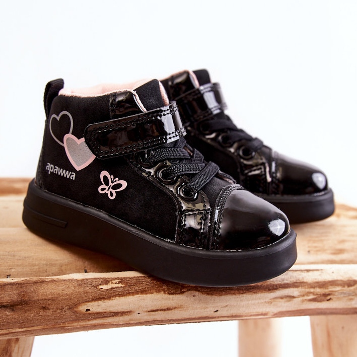 PA1 Dětské vysoké tenisky na suchý zip Black Cheezi černá 1