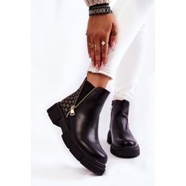 PG1 Dámské kožené kozačky s ozdobným zipem černá Lorra černý 1