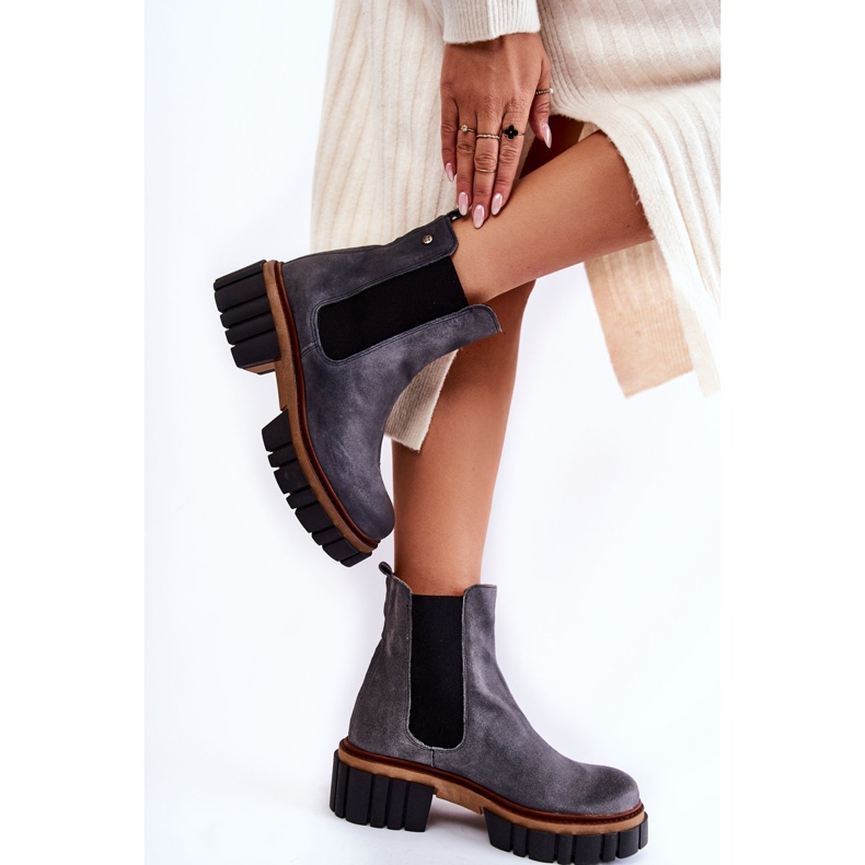 Kožené boty Workers Maciejka Grey 05312-03 šedá 2