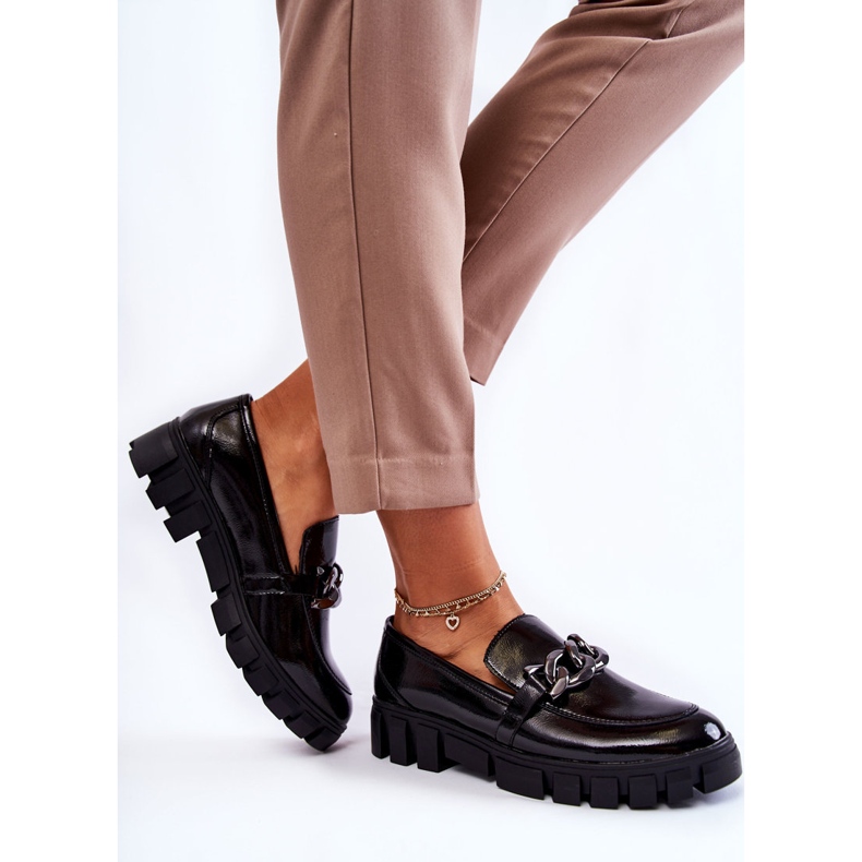 Sergio Leone Lakované Mokasíny Na Platformě Black Inger černý 2