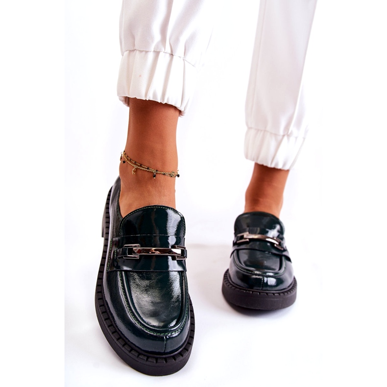 Lemar Dámská kožená bota rozptýlená stříbrnou dekorací zelenou zelená 1