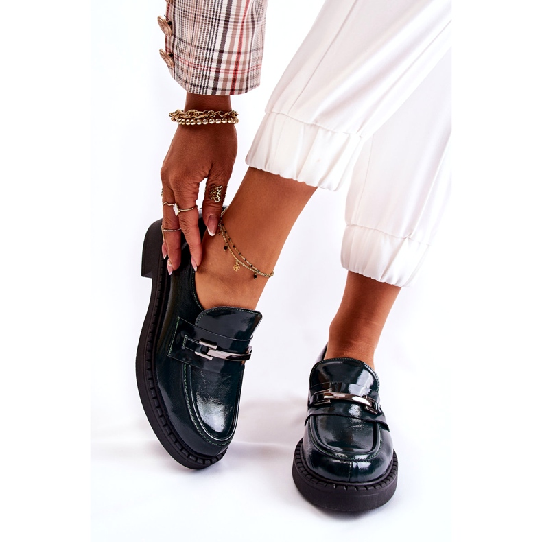 Lemar Dámská kožená bota rozptýlená stříbrnou dekorací zelenou zelená 3