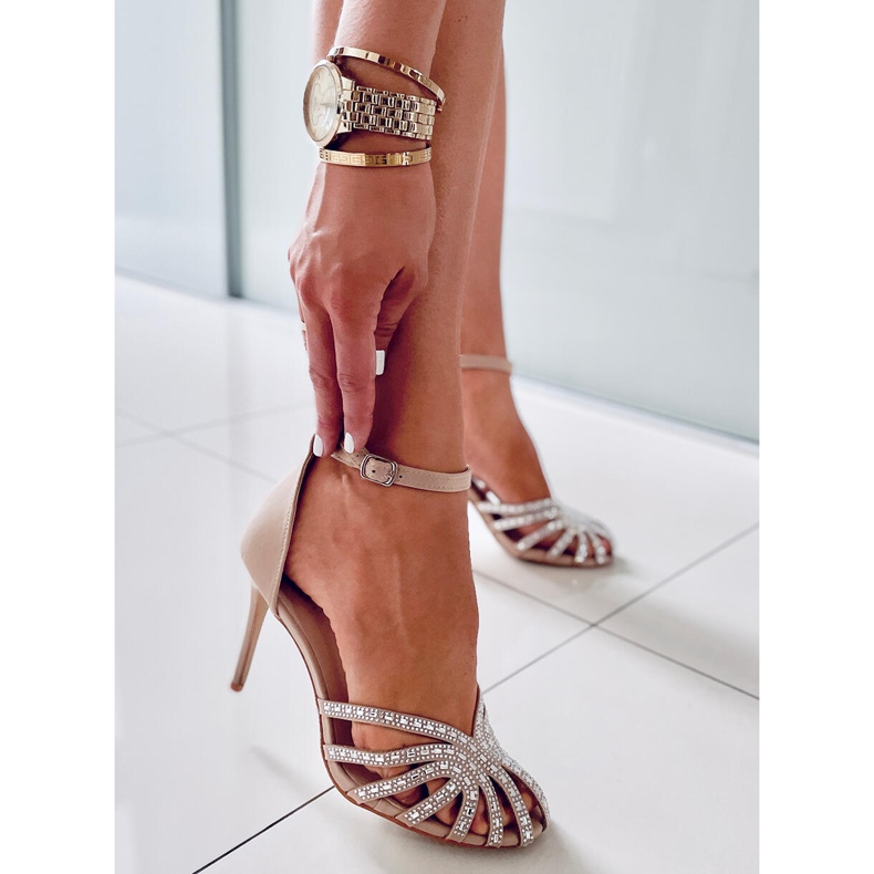 PA1 Špendlíky s diamantovými kaki kameny béžový 1