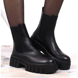 Dámské černé boty Chelsea na platformě, zateplené černé Sergio Leone černá 2