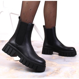 Dámské černé boty Chelsea na platformě, zateplené černé Sergio Leone černá 3