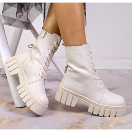 Dámské šněrovací kozačky na zip, zateplené béžové Sergio Leone béžový 1