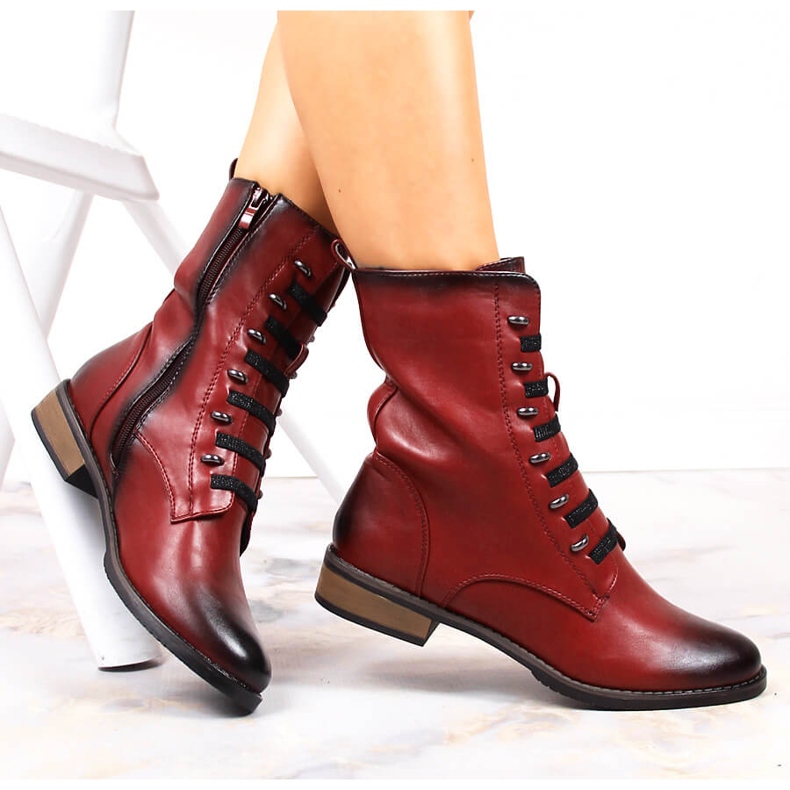 Dámské červené kozačky na zip Jezzi 1