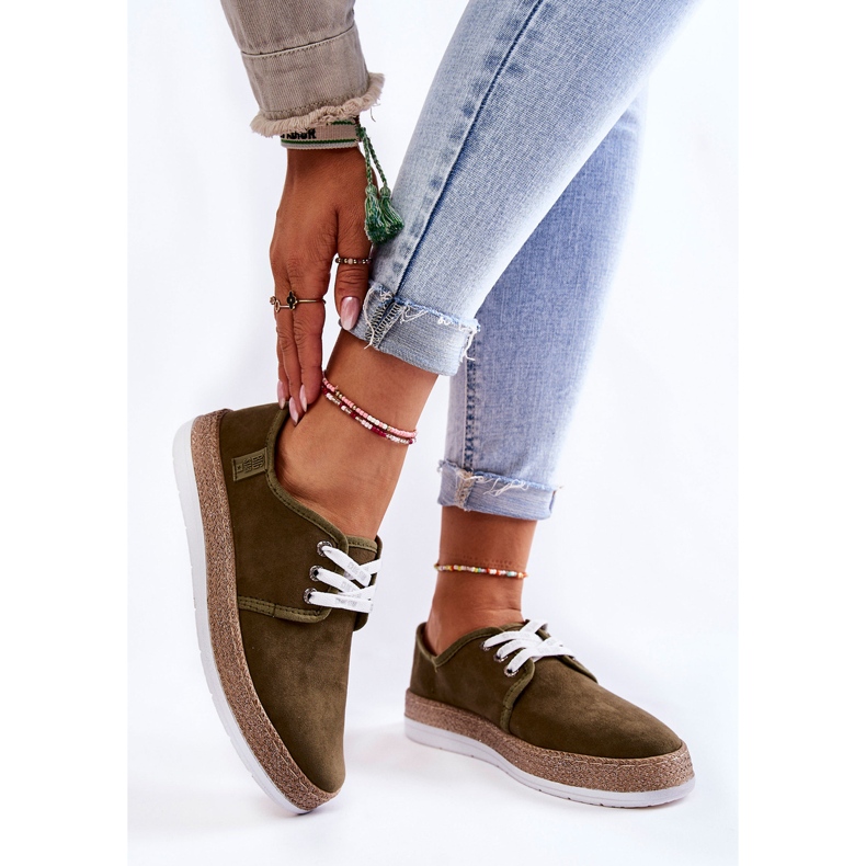 Dámské nízké tenisky Memory Foam System Big Star KK276007 Khaki zelená 1