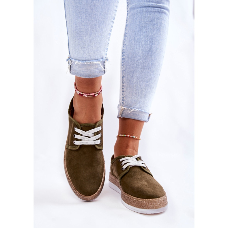 Dámské nízké tenisky Memory Foam System Big Star KK276007 Khaki zelená 2