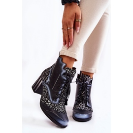 Dámské kozačky Leather Maciejka Black 03190-20 bílý černá šedá 1