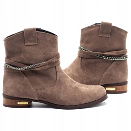 Olivier Dámské zateplené kozačky s řetízkem Luna béžové béžový hnědý 2 Olivier Dámské zateplené kozačky s řetízkem Luna béžové béžový hnědý 2