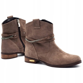 Olivier Dámské zateplené kozačky s řetízkem Luna béžové béžový hnědý 1 Olivier Dámské zateplené kozačky s řetízkem Luna béžové béžový hnědý 1