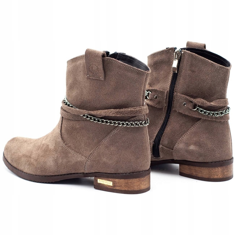 Olivier Dámské zateplené kozačky s řetízkem Luna béžové béžový hnědý 3 Olivier Dámské zateplené kozačky s řetízkem Luna béžové béžový hnědý 3