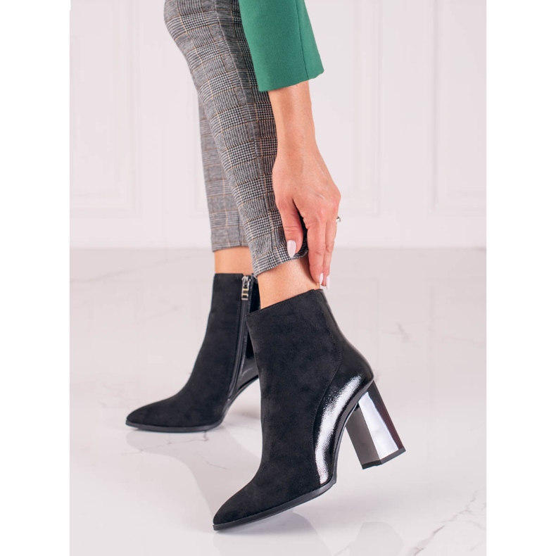 Dámské kozačky Shelovet na vysokém sloupku černá 1