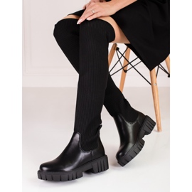 Dámské mušketýrky s pružným svrškem Shelovet černé černá 1