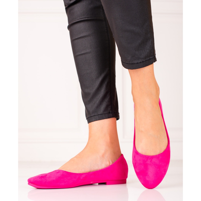 Pohodlné semišové baleríny Shelovet růžový 1