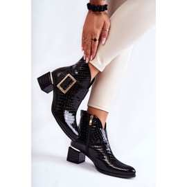 PA2 Kožené kozačky se vzorem krokodýlí zip Black Briana černý 2