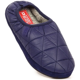 Pánské pantofle, zateplené gumičkou, tmavě modrá Big Star KK174364 námořnická modrá 3
