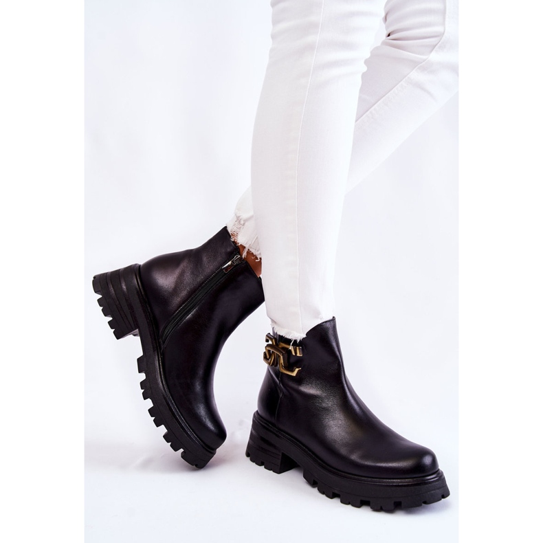 Teplé boty Workers s dekorací Laura Messi 2500 Black černý 2