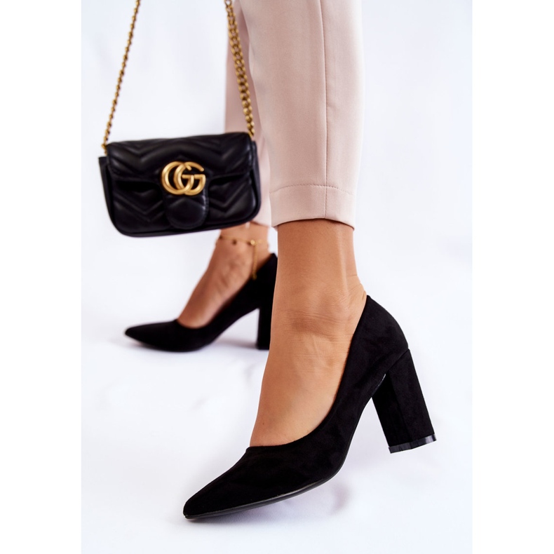 PS1 Klasické Semišové Lodičky Na černém Podpatku Kendra černá 1