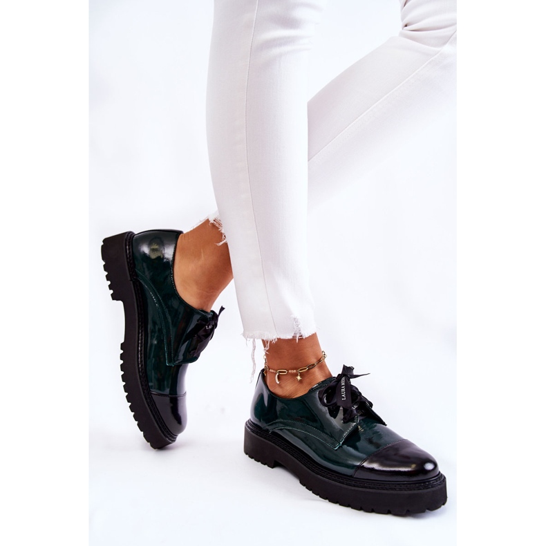 Lakované šněrovací boty Laura Messi 2441 Green zelená 2