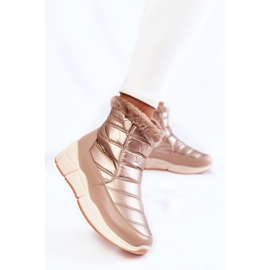 PE1 Dámské sněhule se zipem zlato-béžová Senia hnědý 2