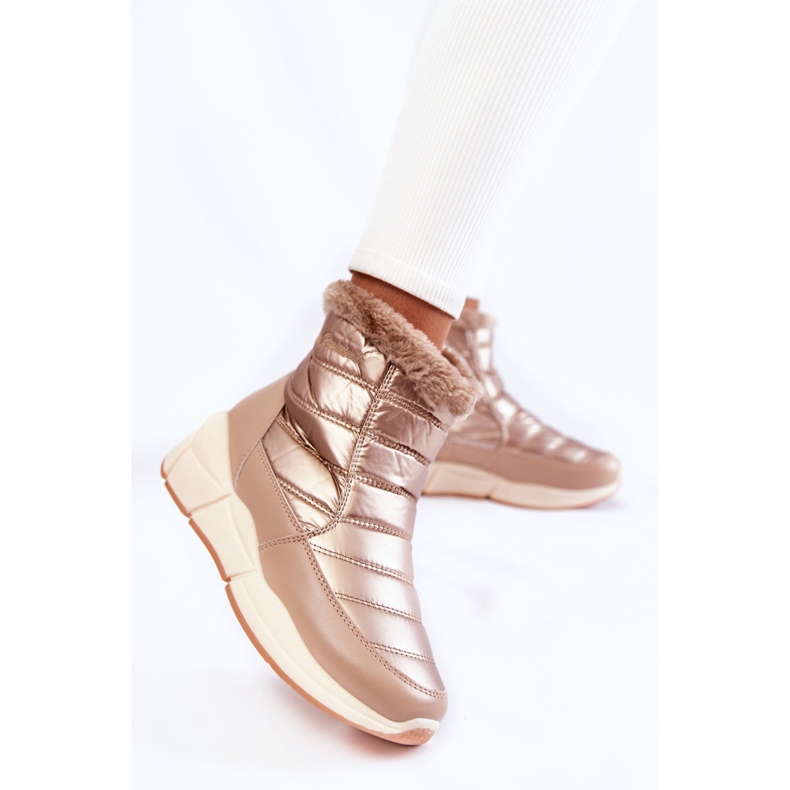 PE1 Dámské sněhule se zipem zlato-béžová Senia hnědý 2