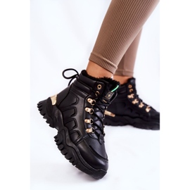 PE1 Dámské Teplé Kozačky Na Platformě Černá Ofelia černý 2