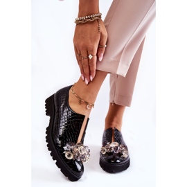 PA2 Elegantní lakované boty s krokodýlovým ornamentem černá Cindy 1