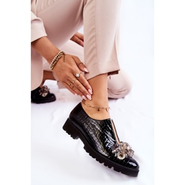 PA2 Elegantní lakované boty s krokodýlovým ornamentem černá Cindy 4