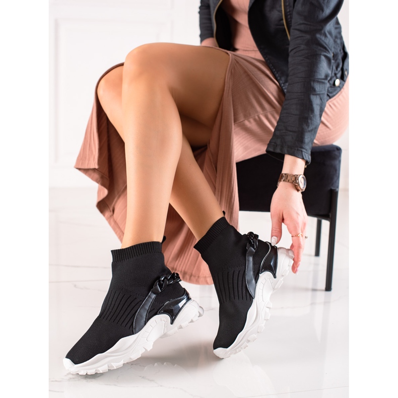 TRENDI Módní Tenisky S Ponožkou černá 1 TRENDI Módní Tenisky S Ponožkou černá 1