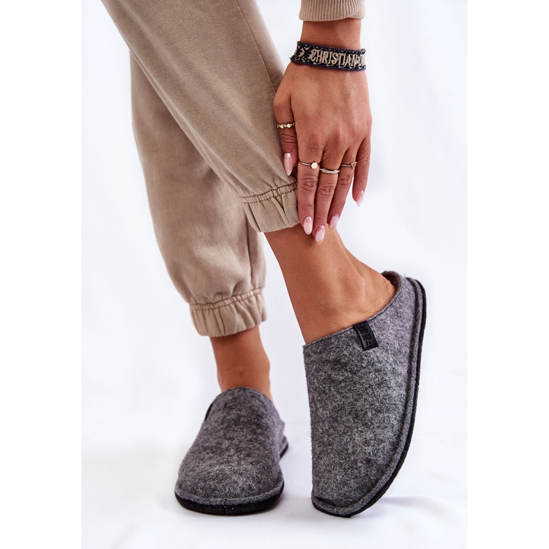 Klasické plstěné dámské pantofle Big Star KK276014 Šedé šedá 1