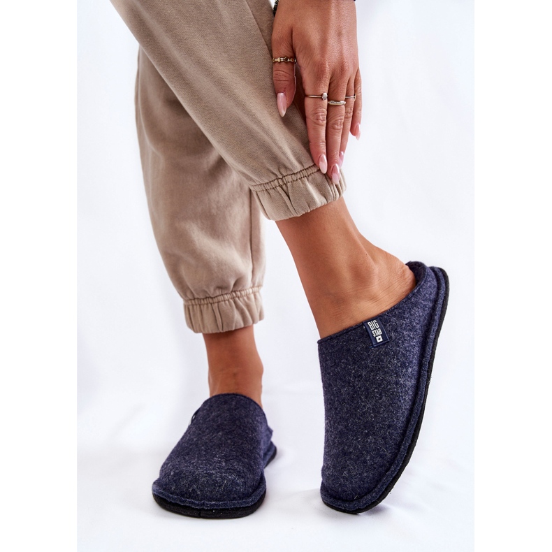 Klasické plstěné dámské pantofle Big Star KK276013 Navy Blue modrý 1