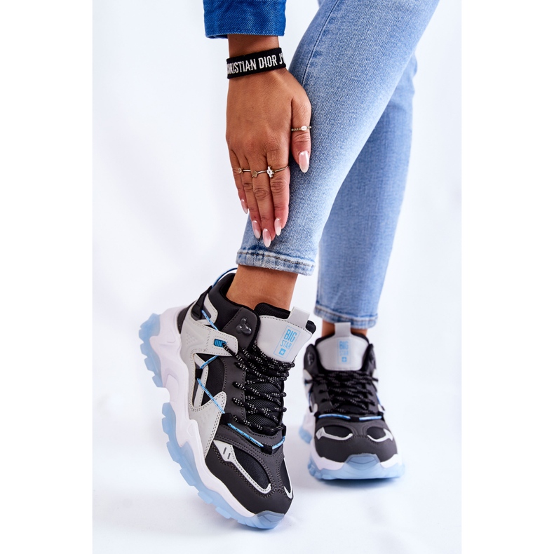 Dámská sportovní obuv na masivní platformě Big Star KK274386 Černo-šedá černá 1